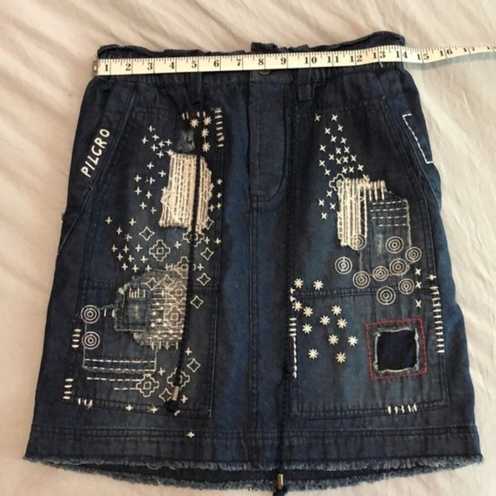 Anthropologie PILCRO Patchwork NWT Denim Mini Skirt size XS